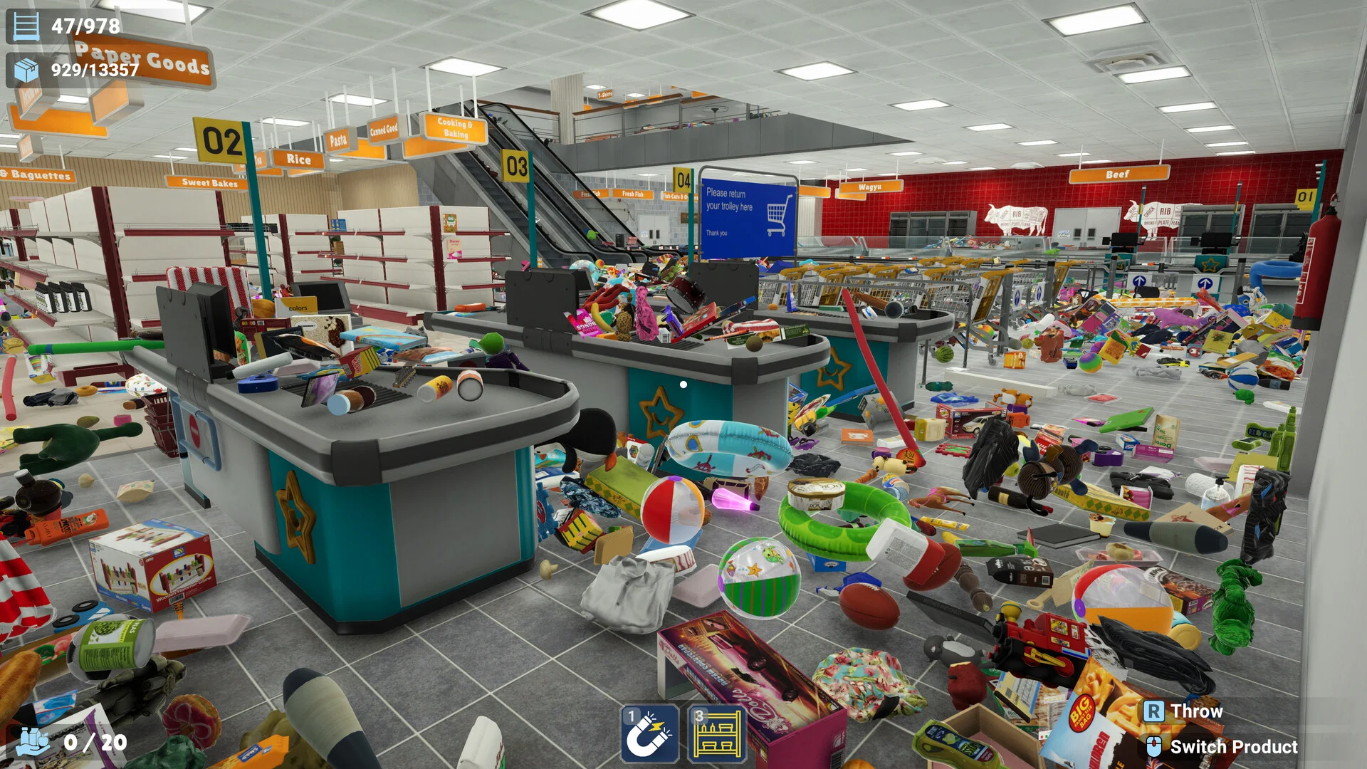 Megastore supermarket aisles