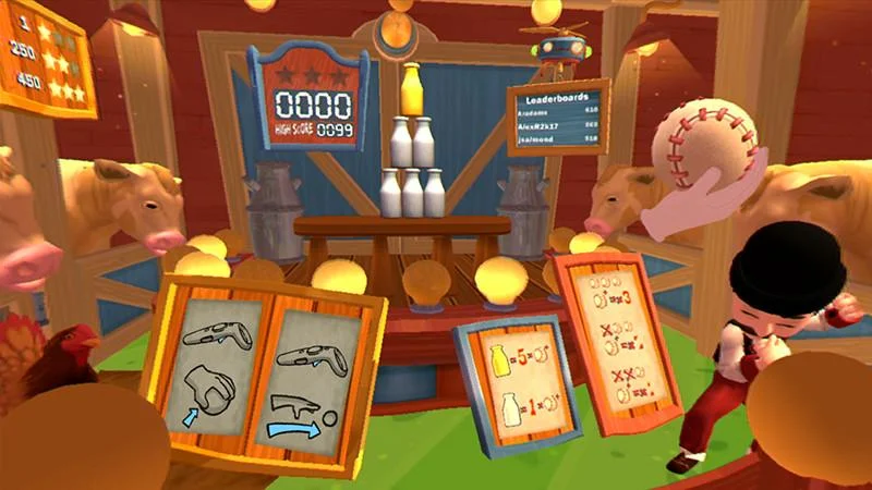 Carnival Games split-screen PvP on a shooting gallery