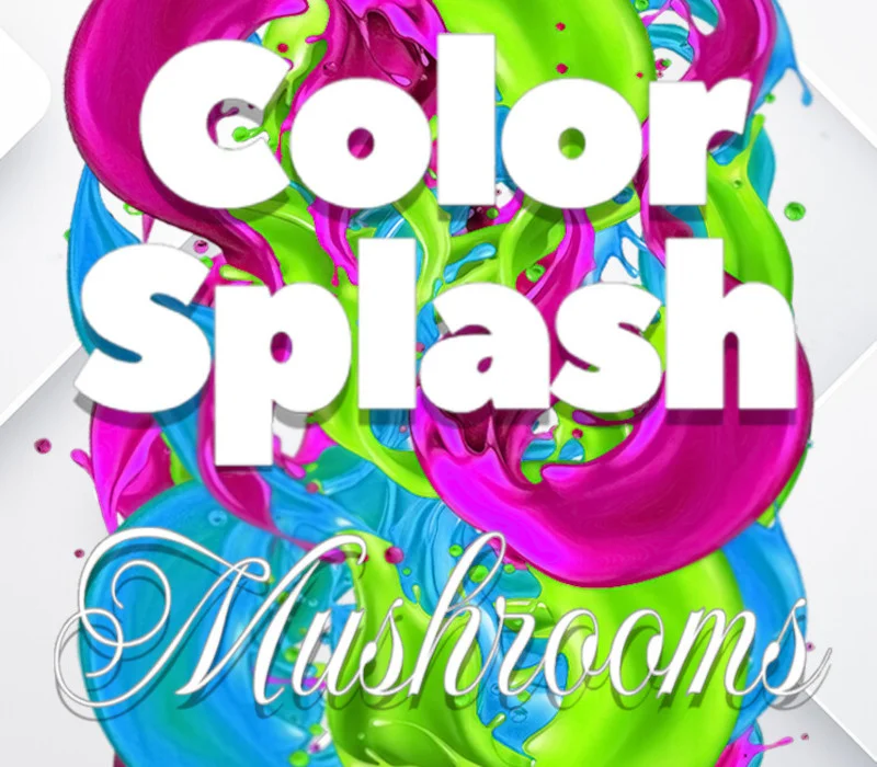 Color Splash Mushrooms cover, relaxing mushroom coloring puzzle