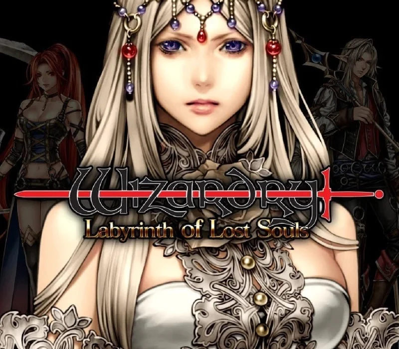 Wizardry cover, a pale woman with a red gem on her forehead.