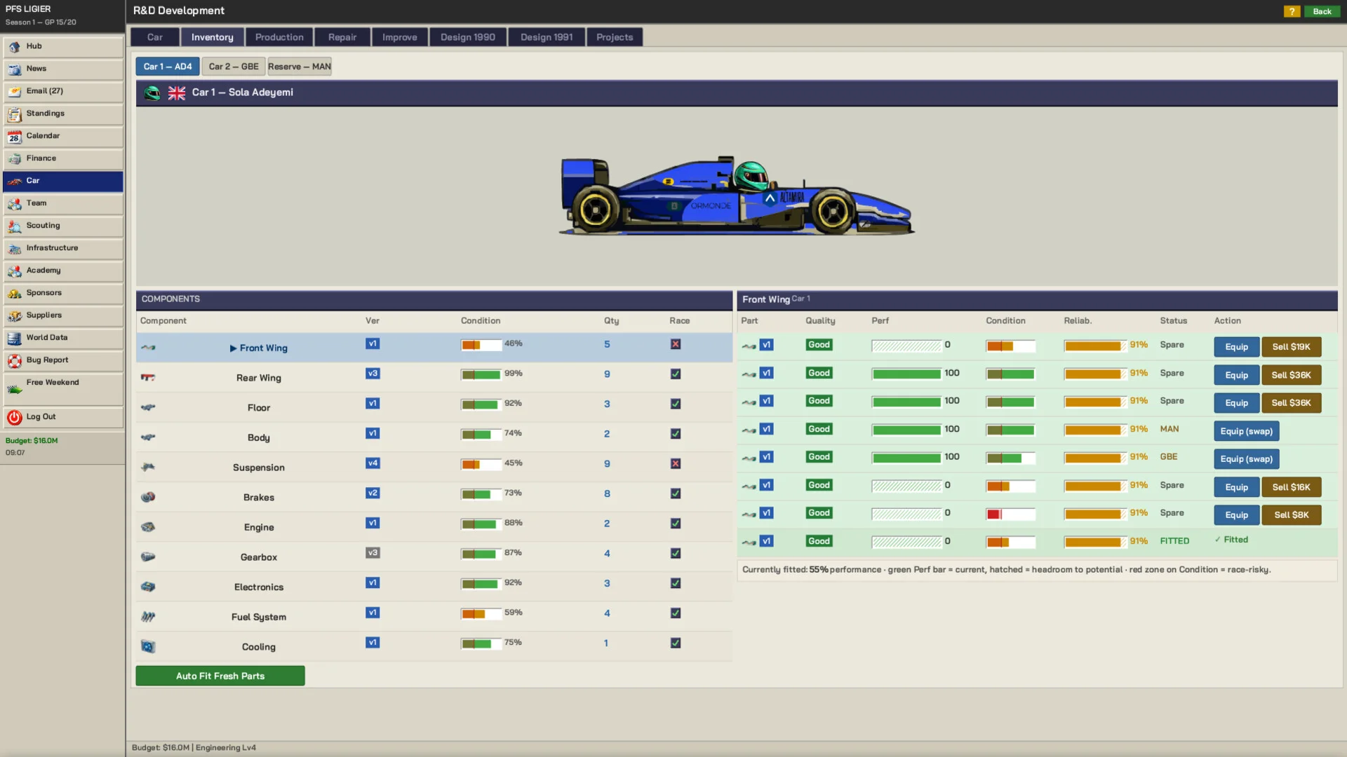 R&D Car 1 AD4 Sola Adeyemi blue car, Front Wing v1 46%, Auto Fit Fresh Parts