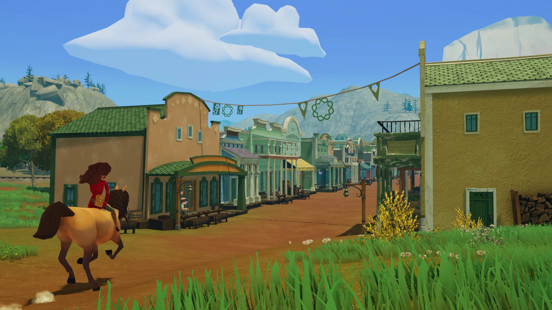 Lucky riding Spirit across Miradero frontier