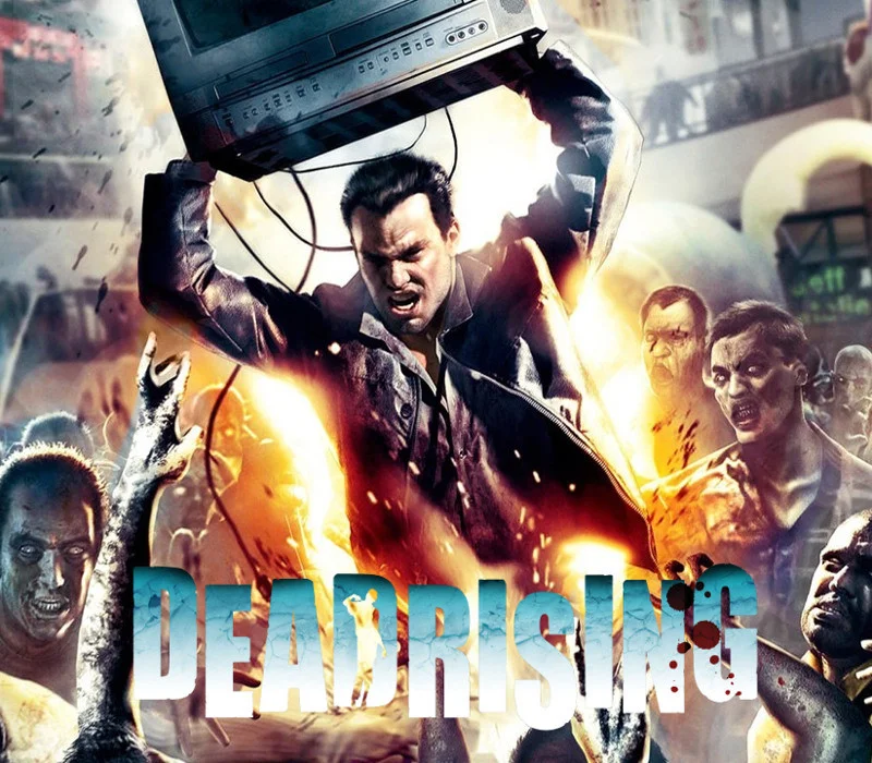 Cover: Frank West lifting a CRT TV over a zombie crowd under the DEAD RISING logo