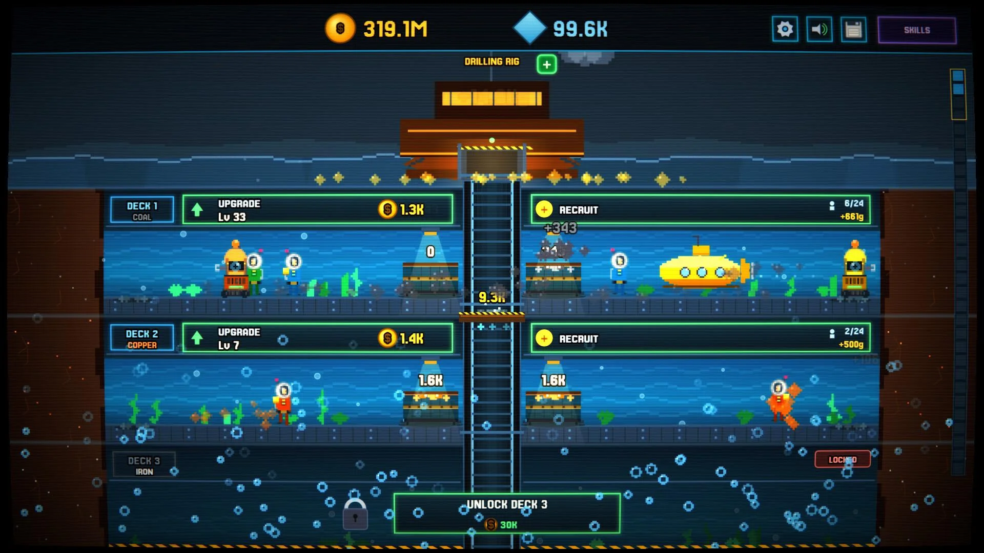 Idle Aqua Driller divers and submarines