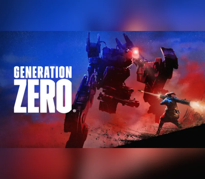 Generation Zero cover, fighter firing at a towering hunter machine