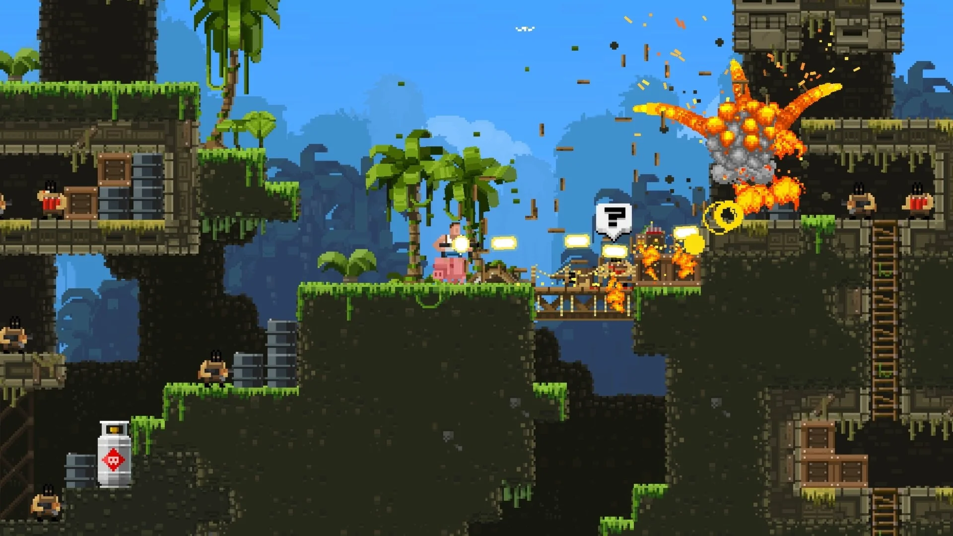 Broforce four-player co-op destruction