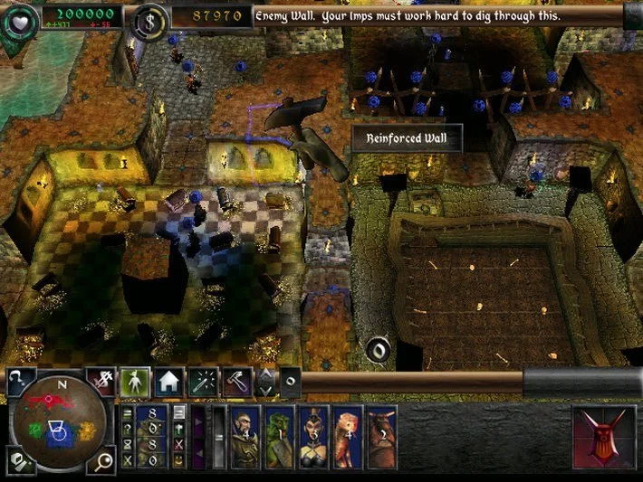 Dungeon Keeper 2 traps guarding a choke point corridor