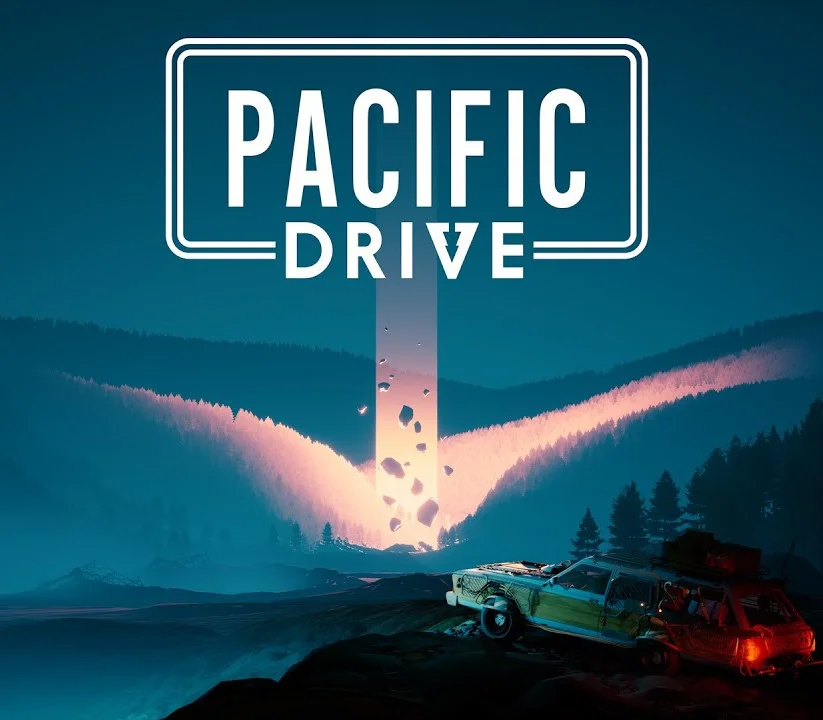 Pacific Drive EU cover, station wagon leaving the garage