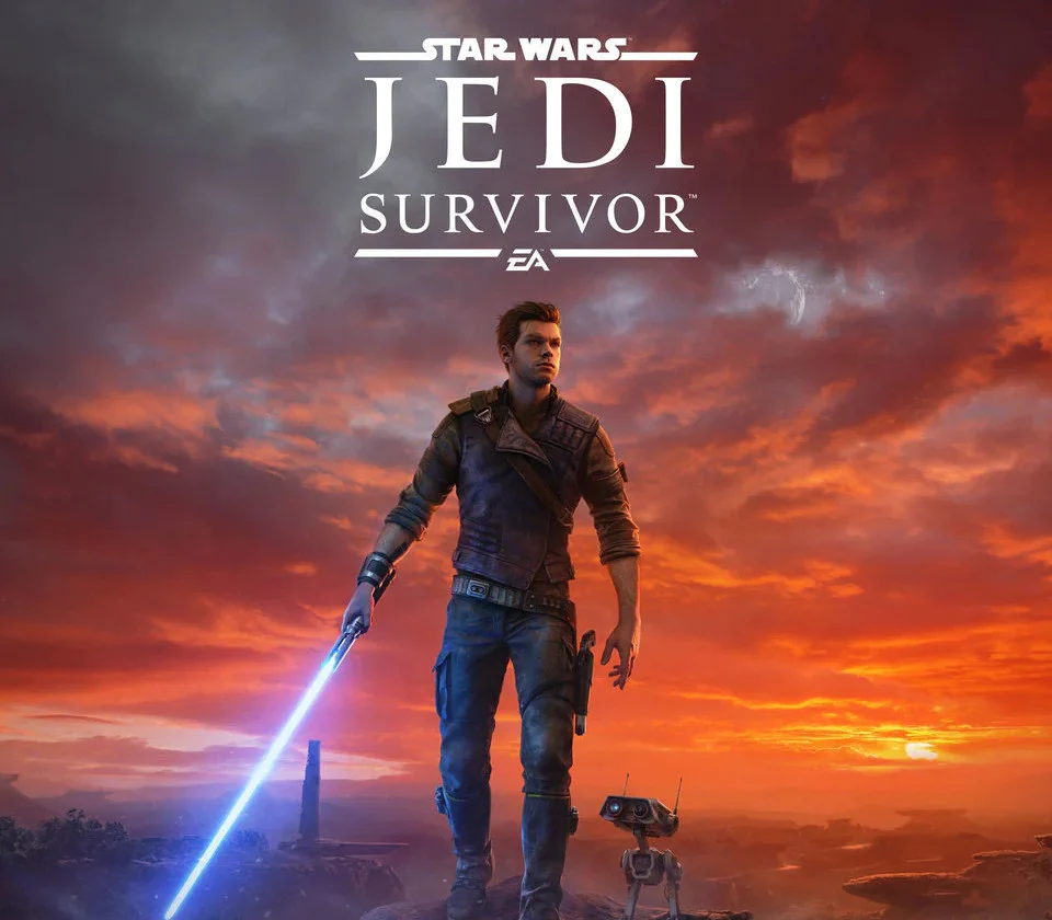 STAR WARS Jedi: Survivor cover, Cal Kestis with lightsaber