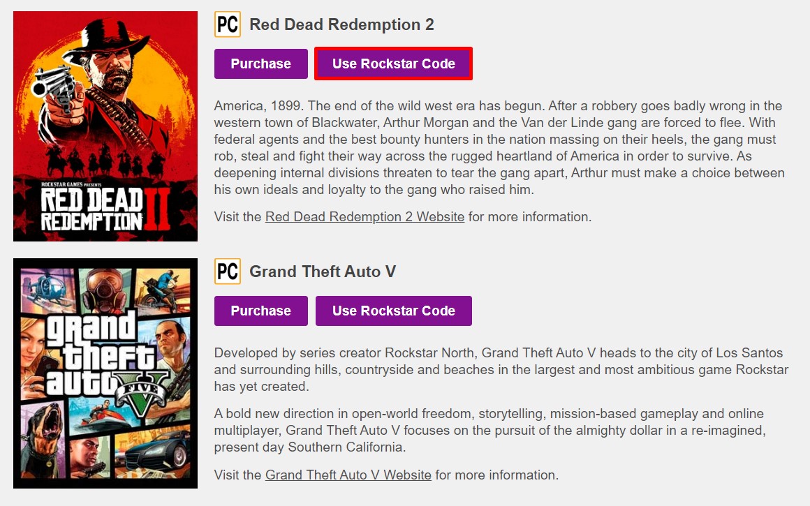 Rockstar Social Club Use Rockstar Code button