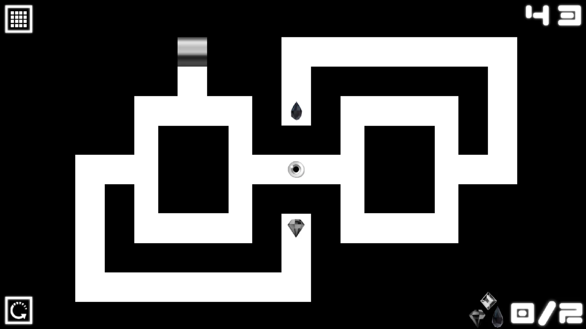BAFF E traps and crystals across fifty avoid-em-up levels
