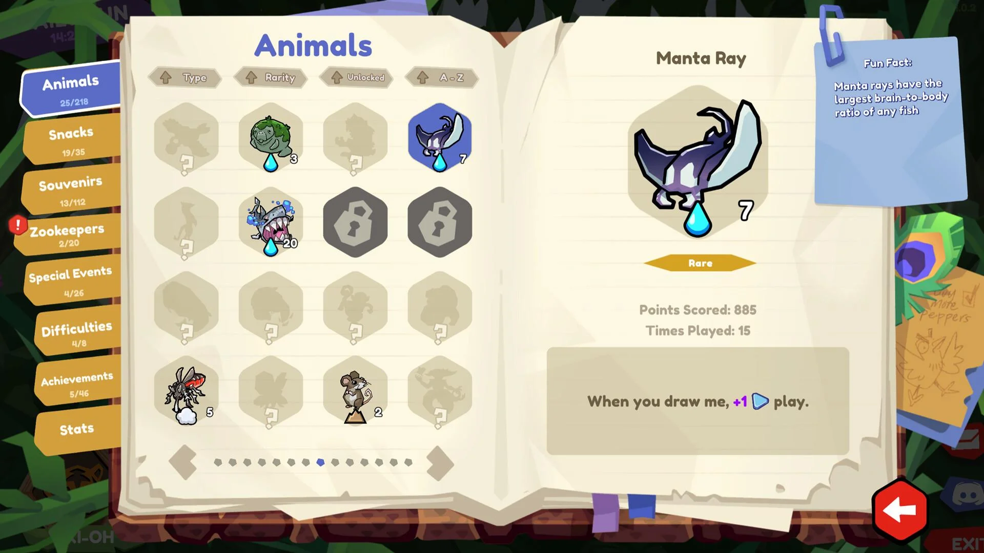 Zoominoes mythical animals snacks on the board
