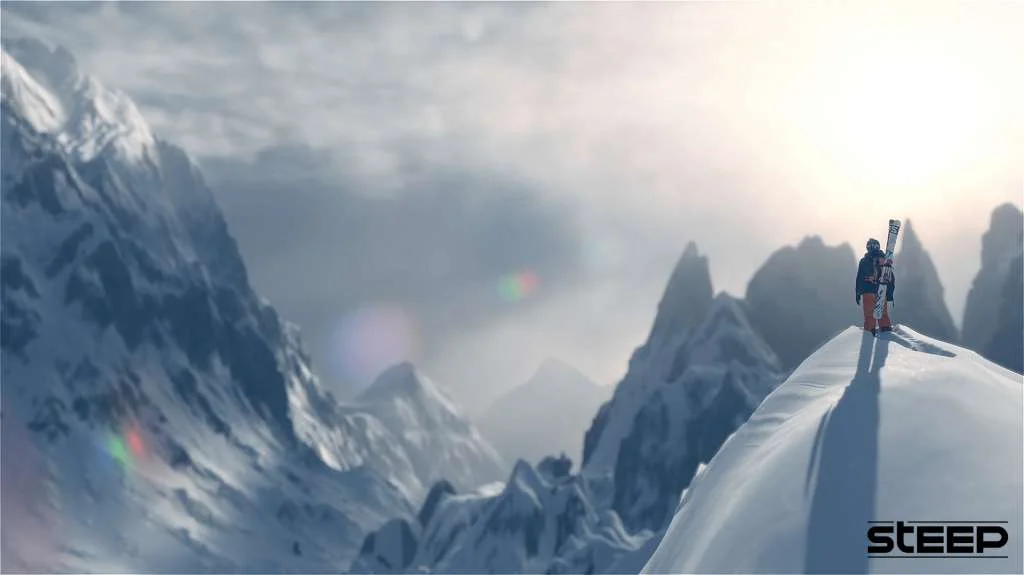 Steep Gold cover, wingsuit line above alpine peak
