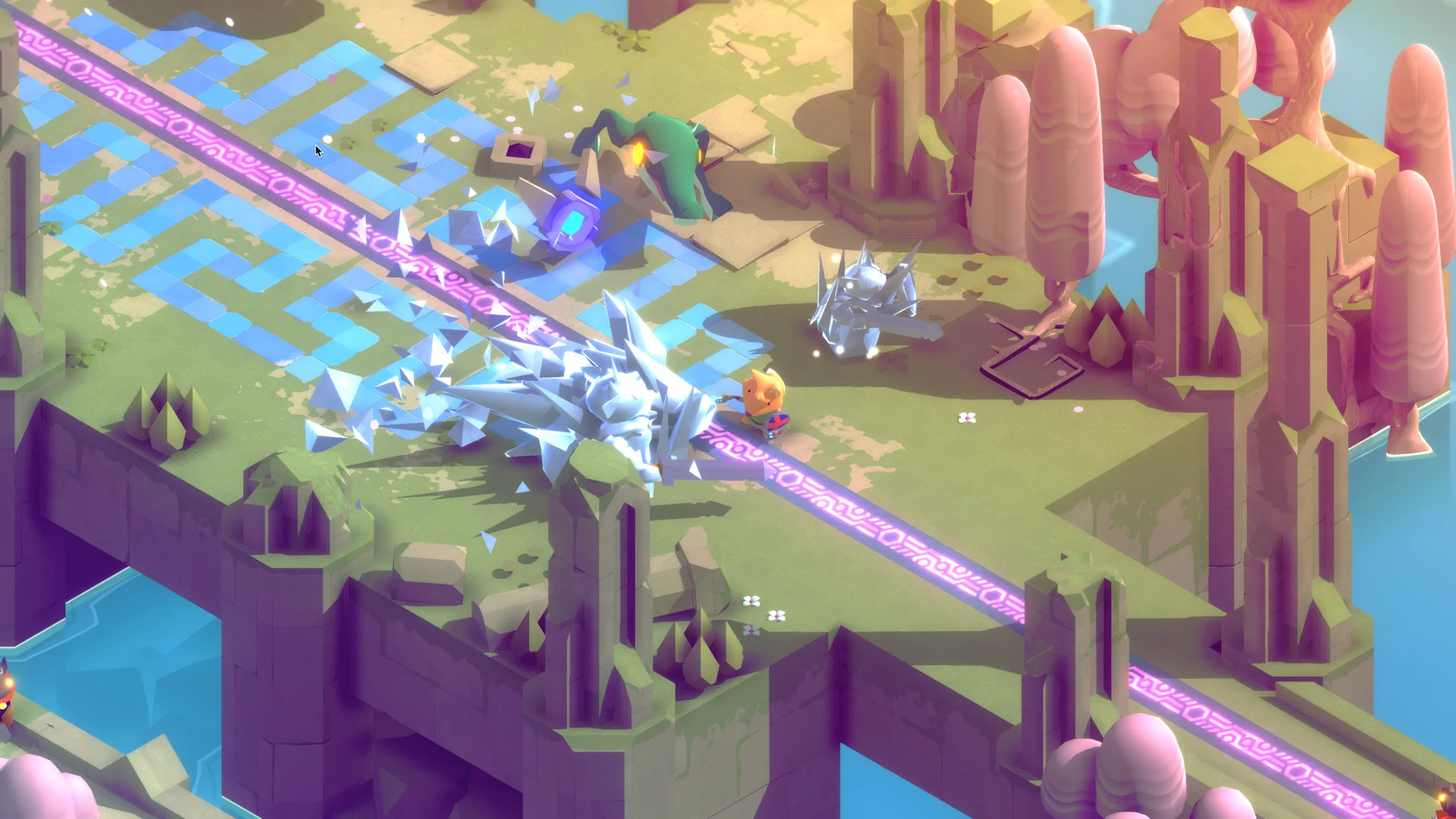TUNIC shady forest path linking ruins and catacombs