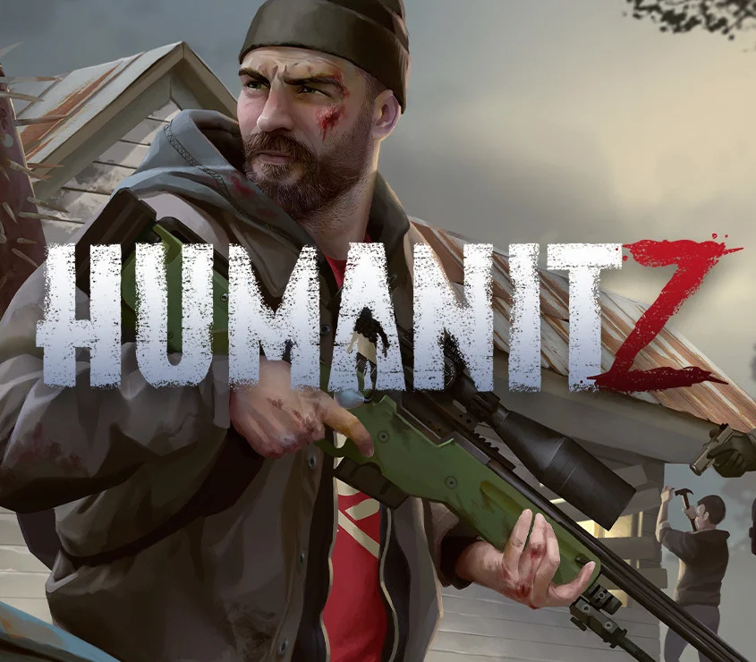 HumanitZ cover of an isometric survivor facing zeeks