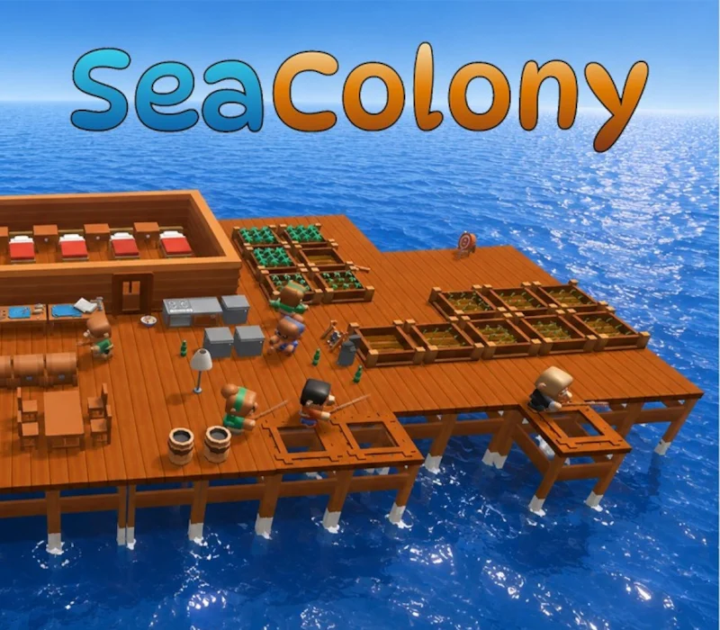SeaColony cover art, floating colony survival builder