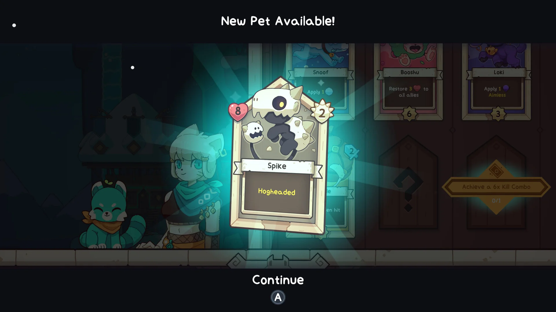New Pet Available: Spike Hogheaded skeleton pet card, Achieve a 6x Kill Combo