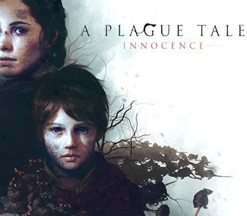 Amicia za Hugo pod tytułem A Plague Tale Innocence, ze szczurami wzdłuż dolnej krawędzi okładki