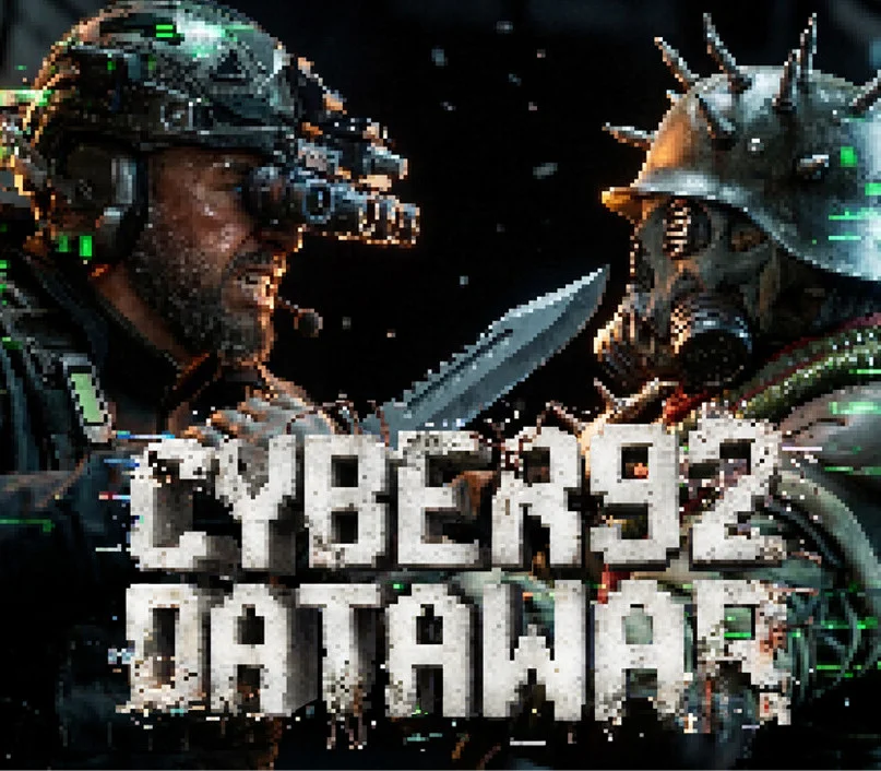 CYBER92 DATAWAR cover of a glitching shooter