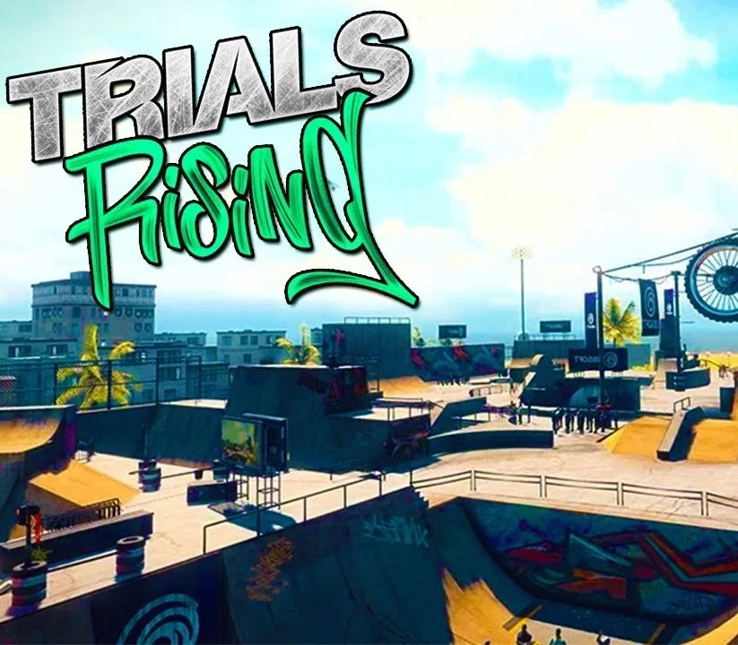 Trials Rising cover art, RedLynx motorcycle obstacle course racer