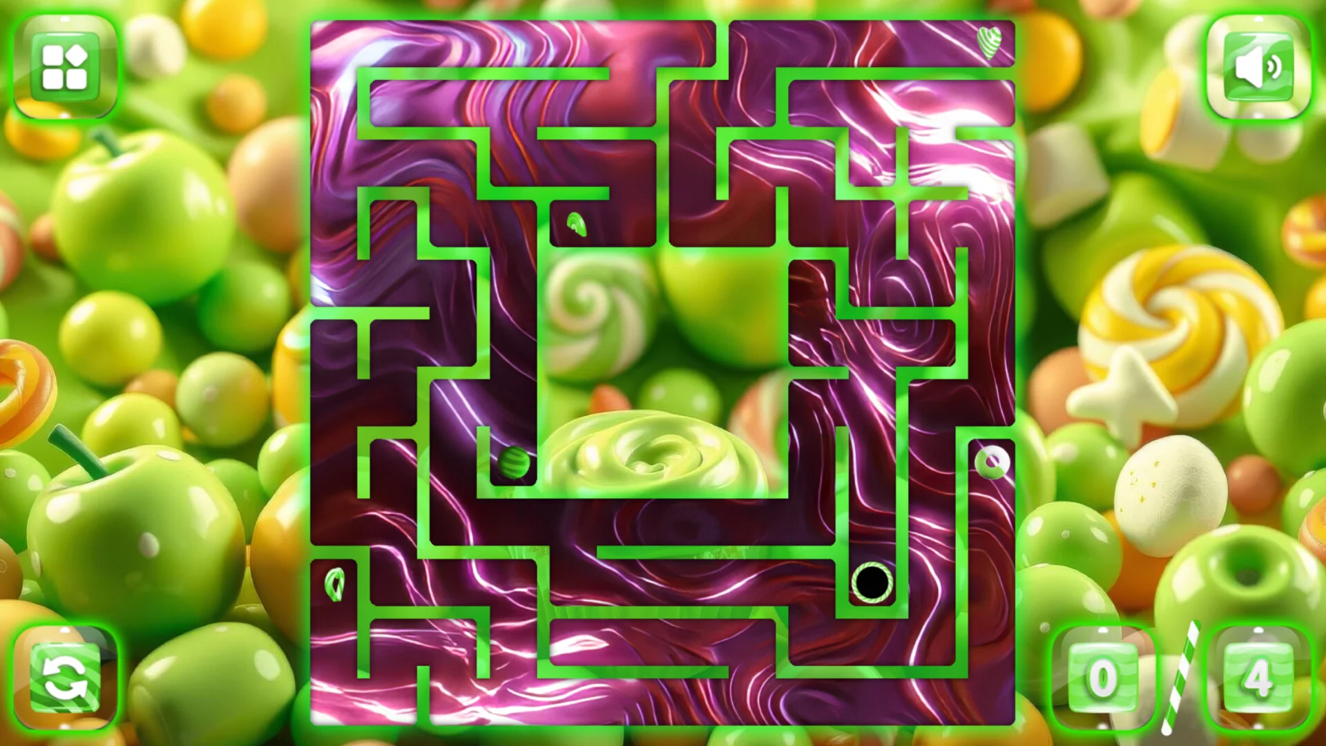 Sweetie Candy Maze pad steering a maze grid