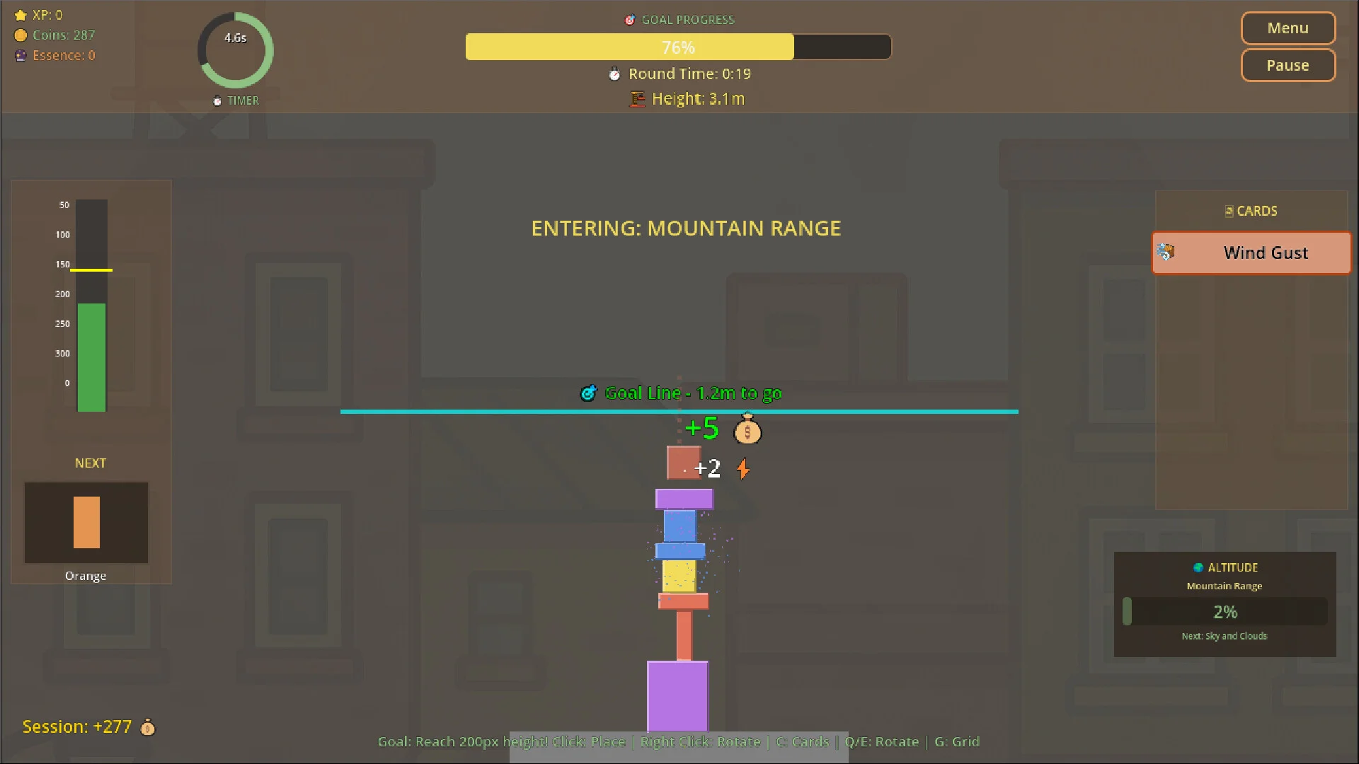 Stackbound wood stone and ice block placement