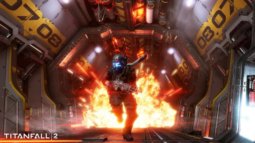 Titanfall 2 BT-7274 Titan standing with Cooper in campaign