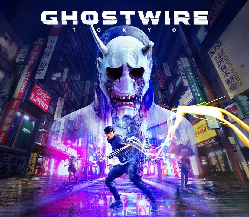 GhostWire Tokyo EU cover, weaves over a vanished Shibuya
