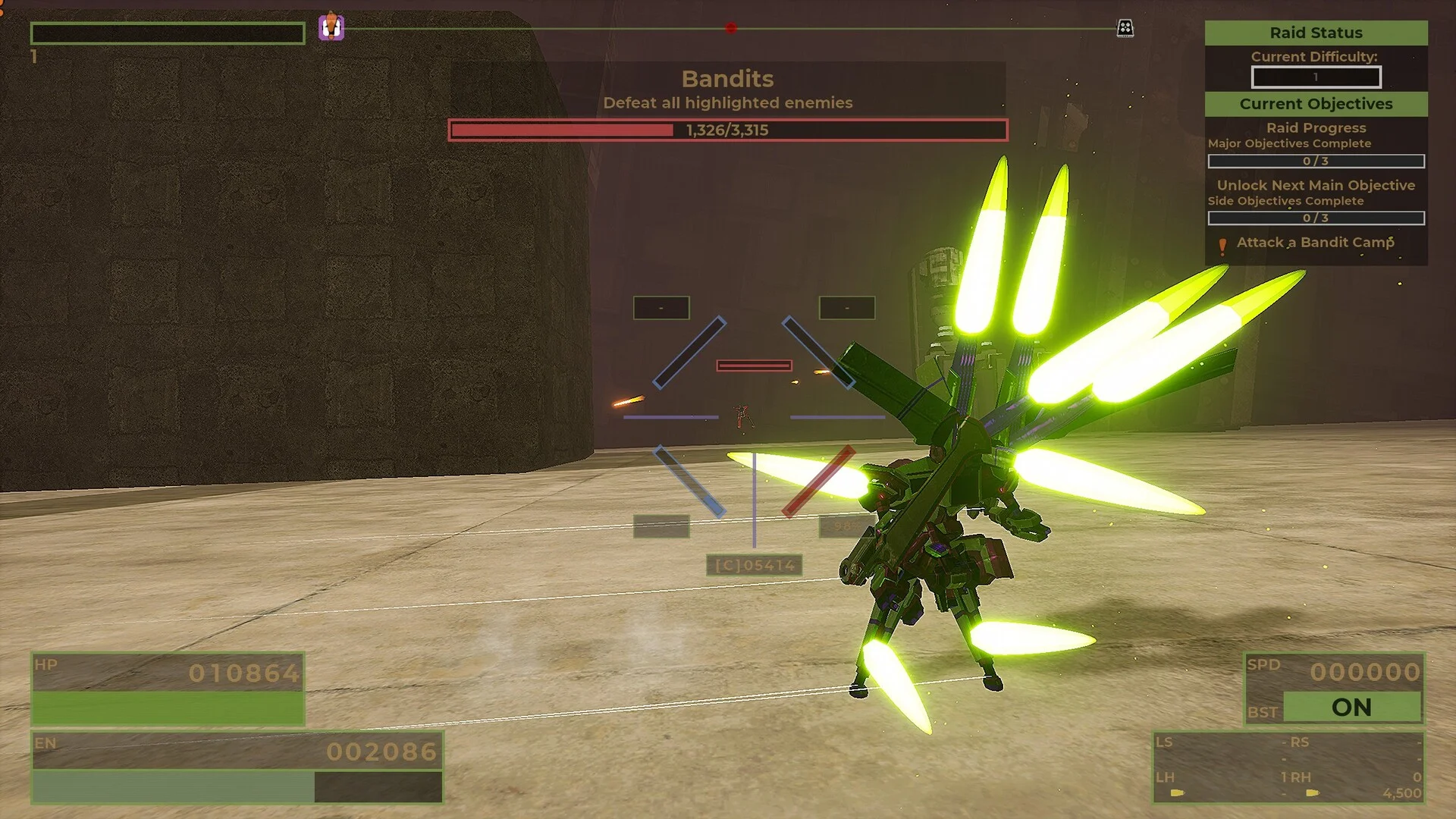 Yellow-wing missile RIG, Bandits 1326/3315, Attack a Bandit Camp, difficulty 1