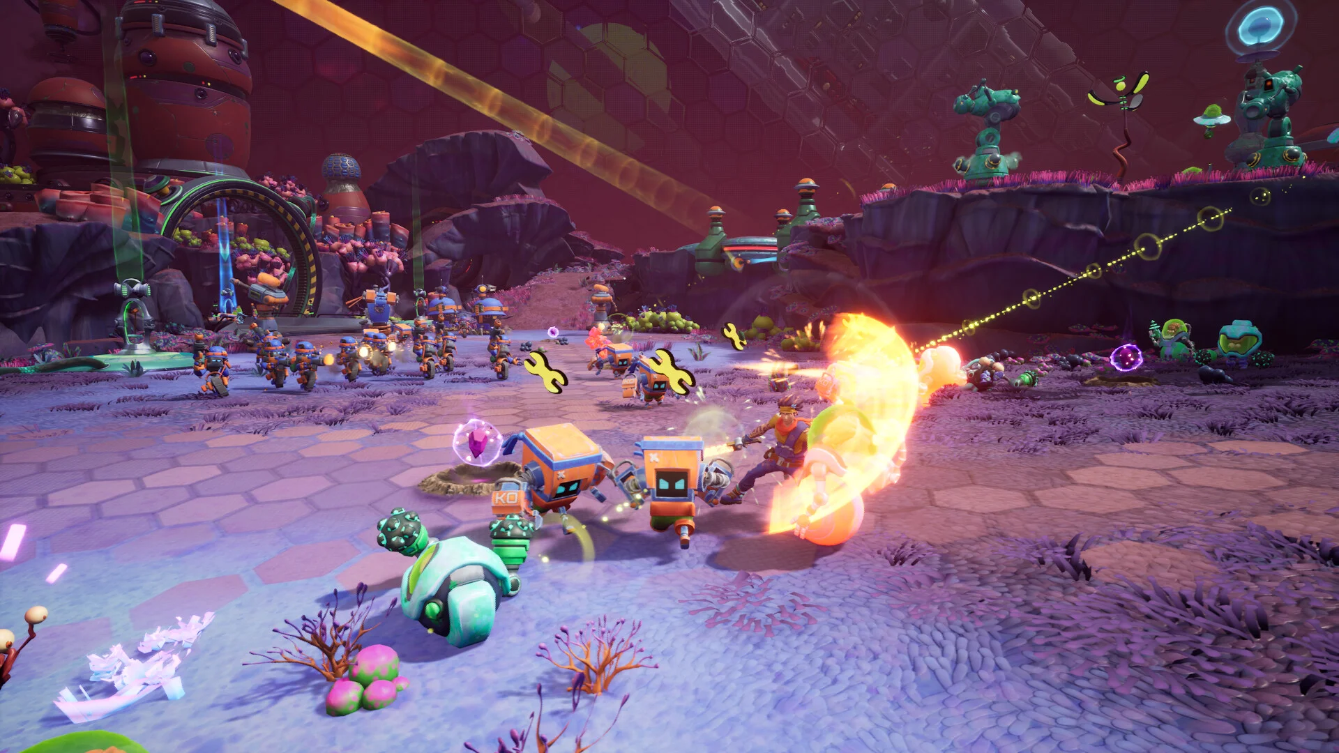 Chip 'n Clawz base and bot production