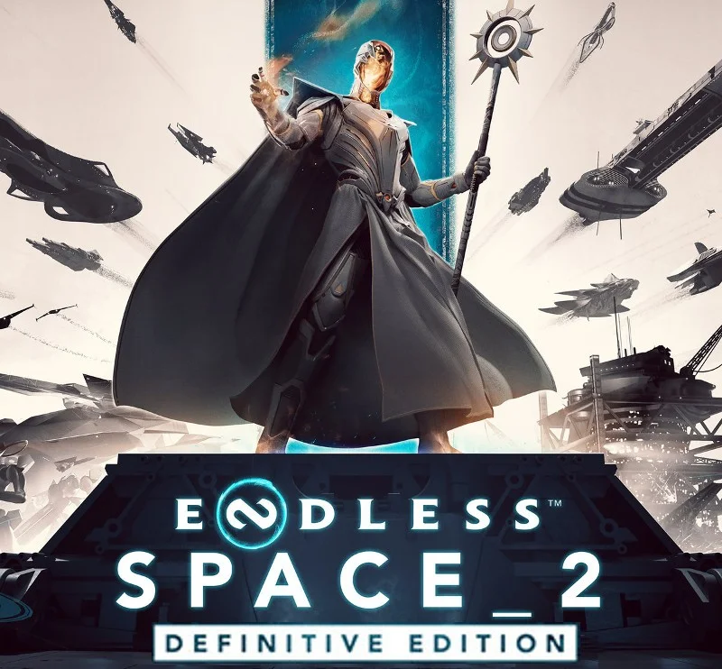 Endless Space 2 Definitive Edition cover of a cloaked figure before a fleet