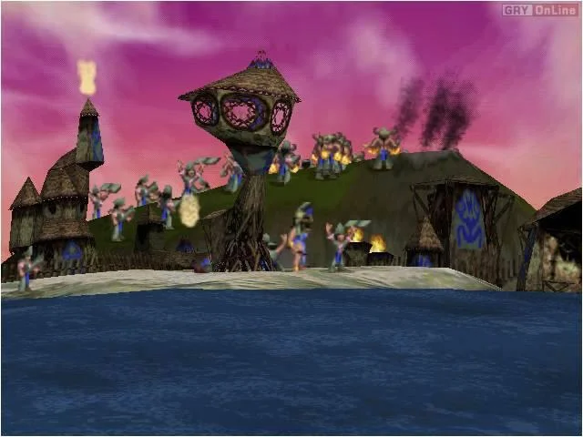 Populous The Beginning spell hurled across a rival village