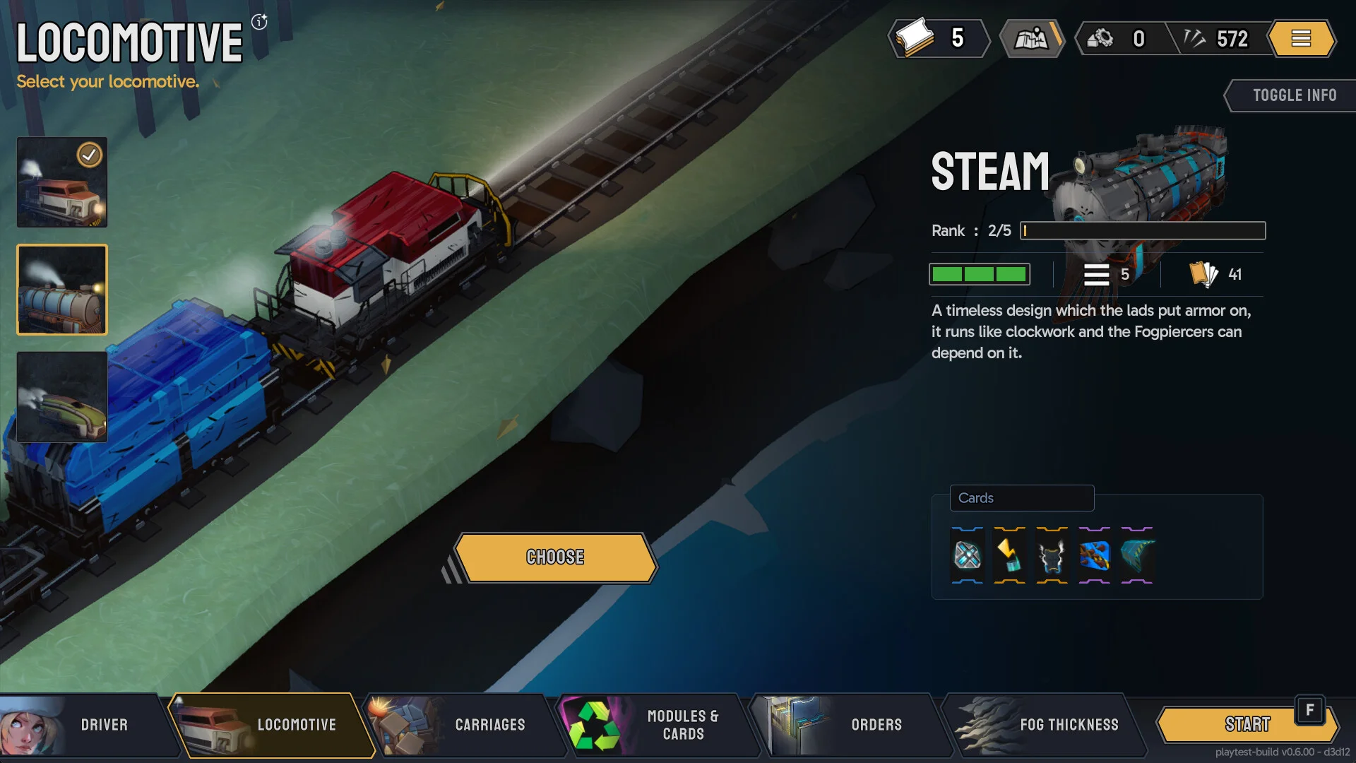 Fogpiercer locomotive and carriages