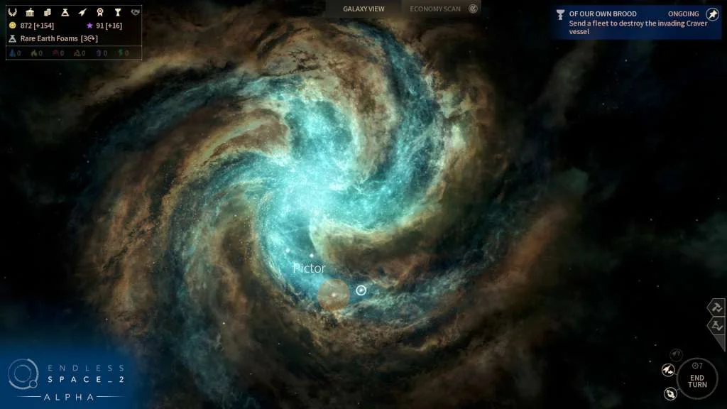A turquoise spiral galaxy on a strategy map