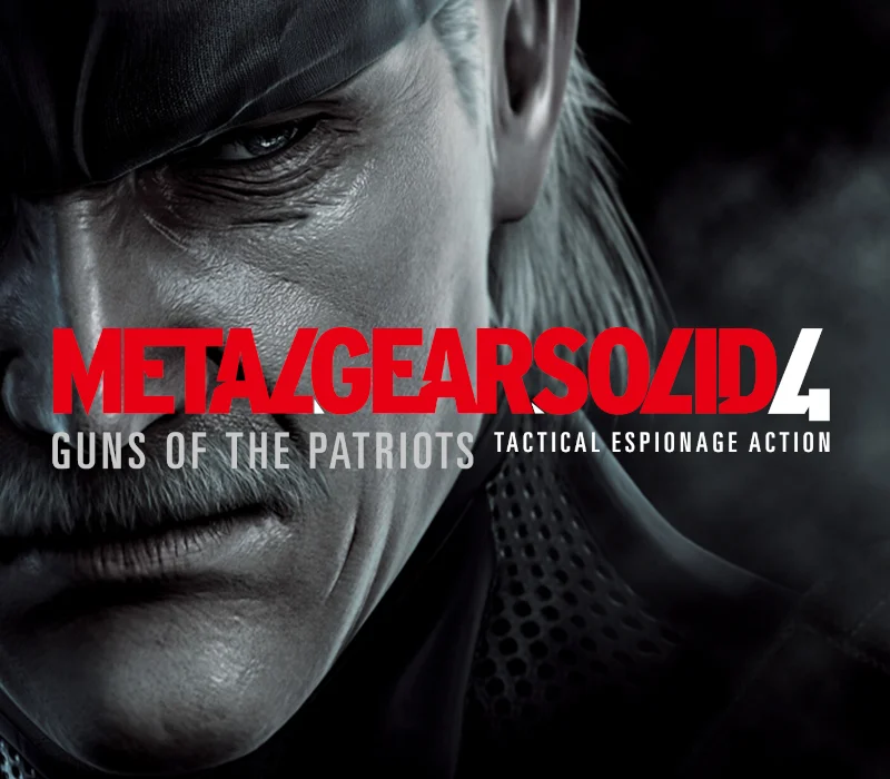 Cover: grey-haired Solid Snake close-up with METAL GEAR SOLID 4 GUNS OF THE PATRIOTS in red