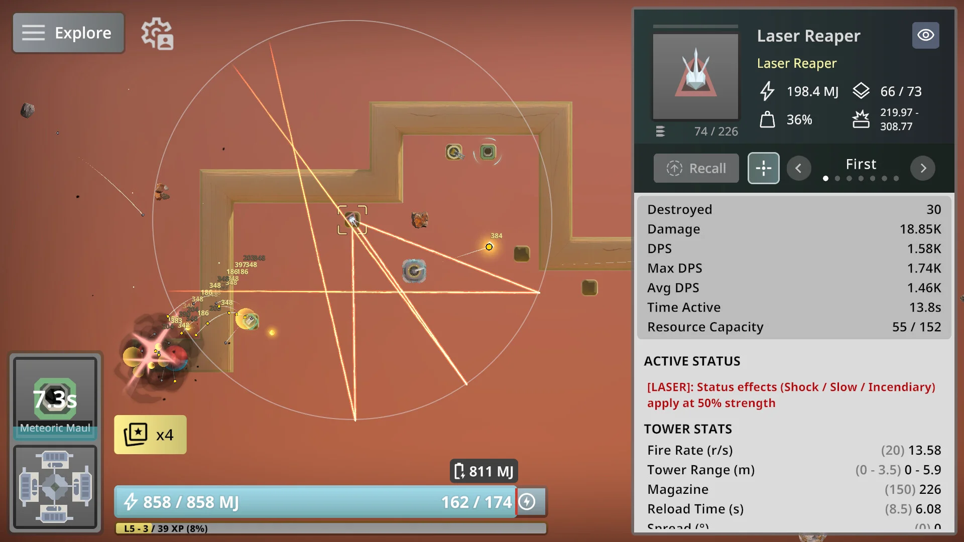 Sphere TD handcrafted core map against invading spheres