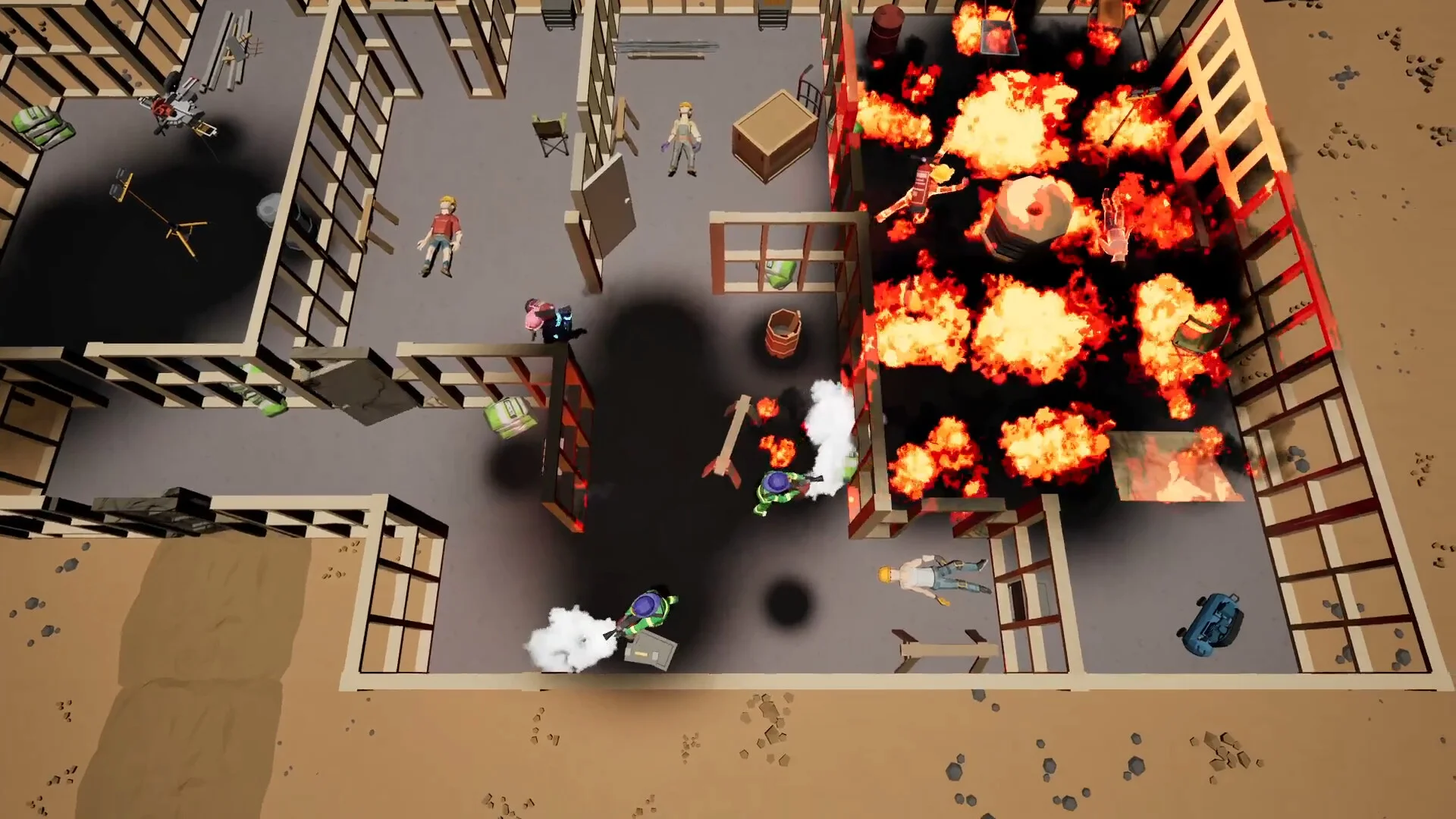 Backfire Brigade split-screen rescues