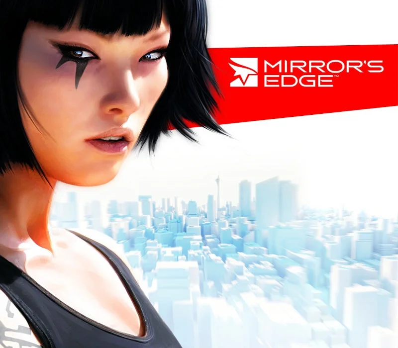 Mirror's Edge cover, Faith Connors on a white rooftop
