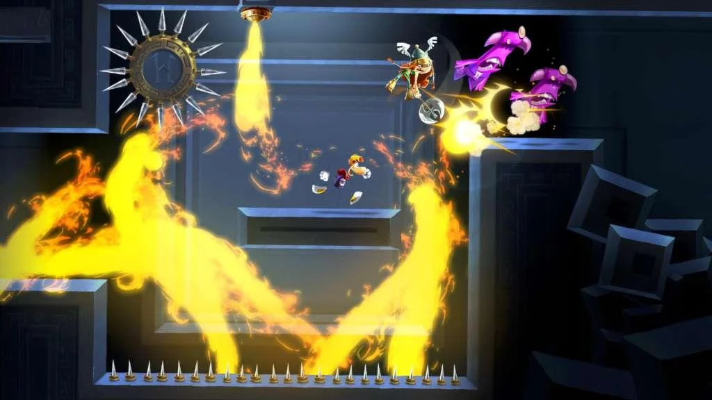 Rayman Legends 8-bit throwback run and punch