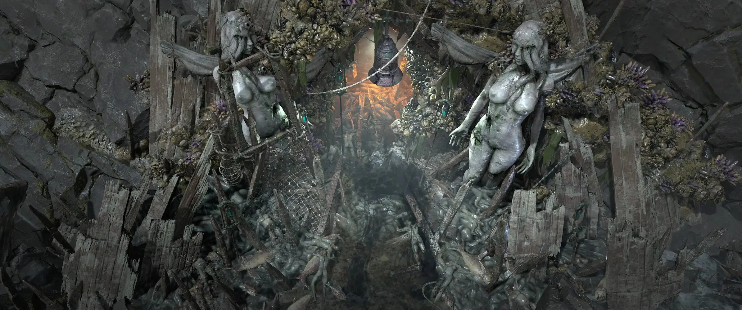 Diablo IV Necromancer minions on a helltide road