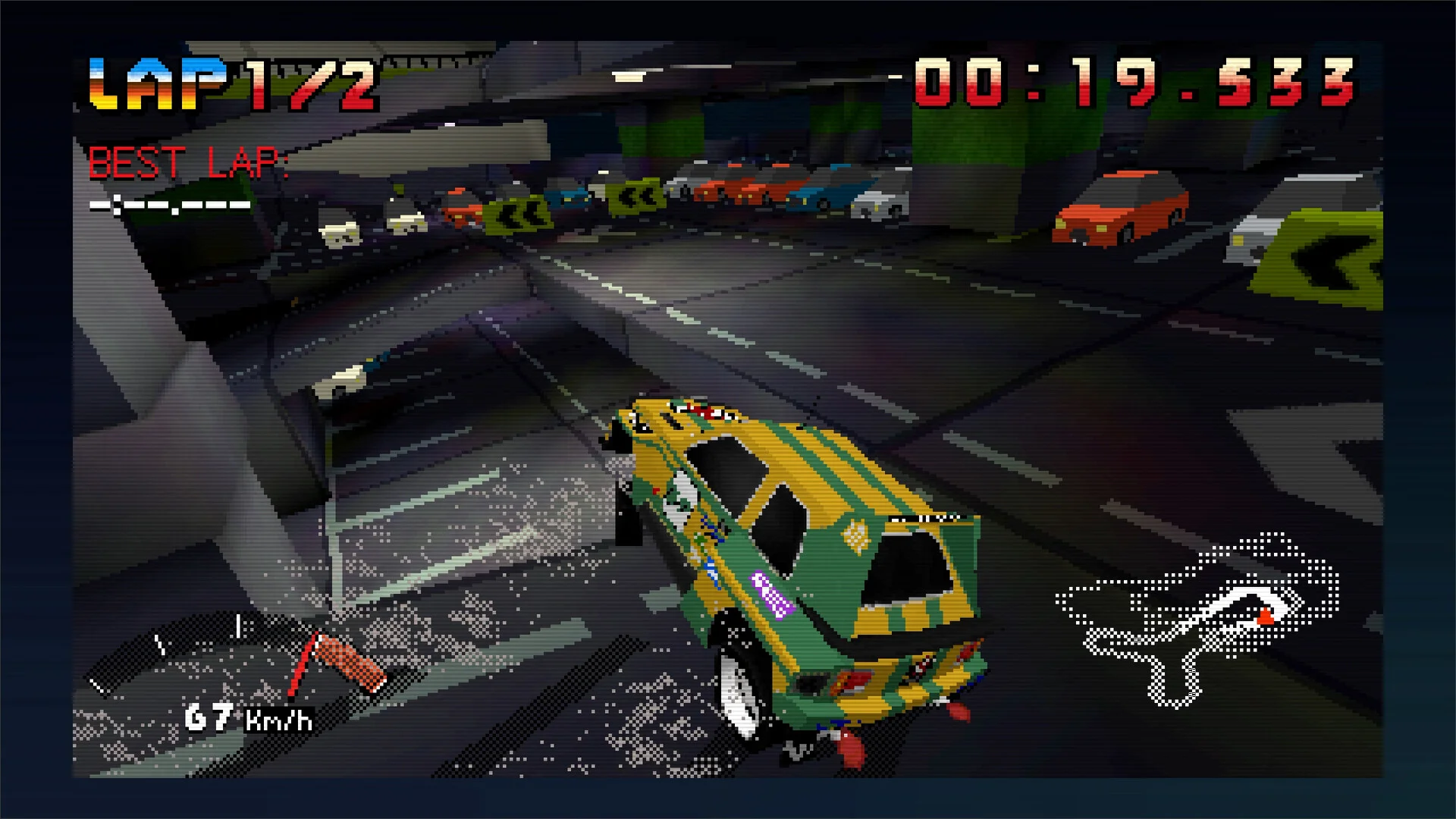 Parking Garage Rally Circuit time-trial laps on painted garage ramps