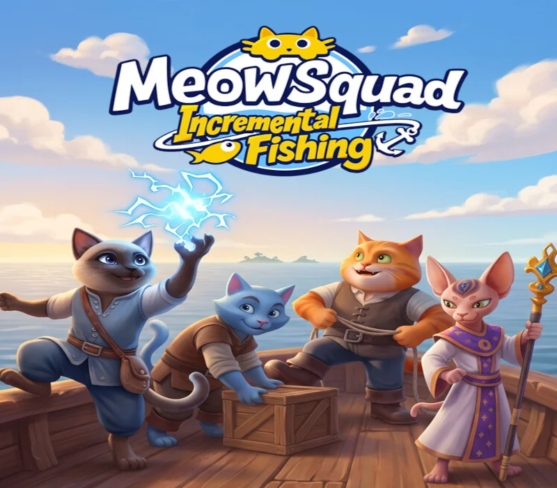 Meow Squad Incremental Fishing cover with four cat sailors aboard a wooden boat