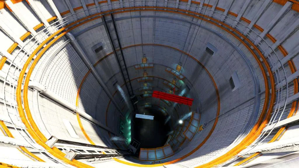 Mirror's Edge red runner vision highlighting a pipe route
