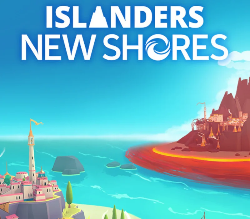 ISLANDERS New Shores cover art, minimalist island city-builder