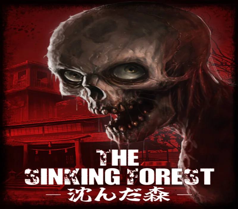The Sinking Forest cover: skull-faced yokai over a red Japanese house, English title and Japanese subtitle
