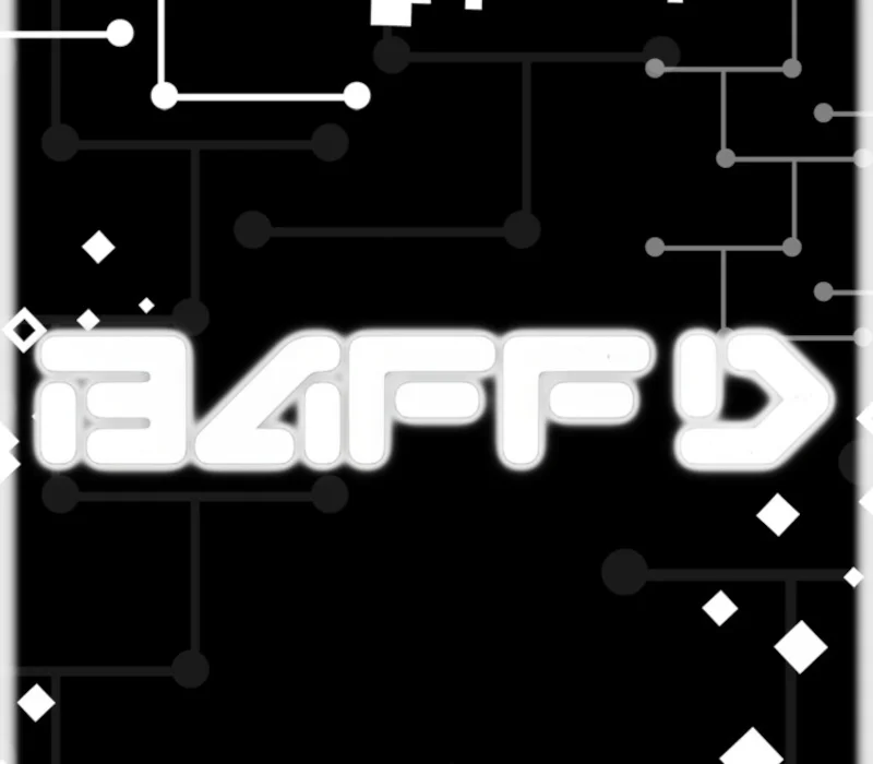 BAFF D cover: a glowing white BAFF D logo on a black field of circuit nodes and diamonds