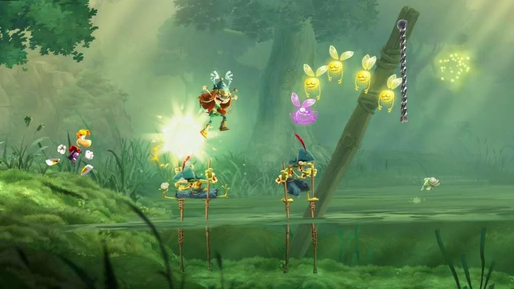 Rayman Legends local sofa pads on a painted kingdom