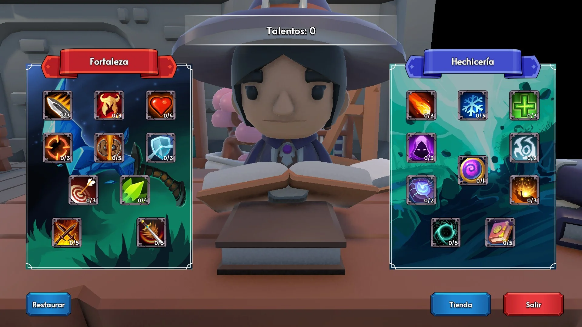 Talent book splitting Fortaleza and Hechiceria skill trees