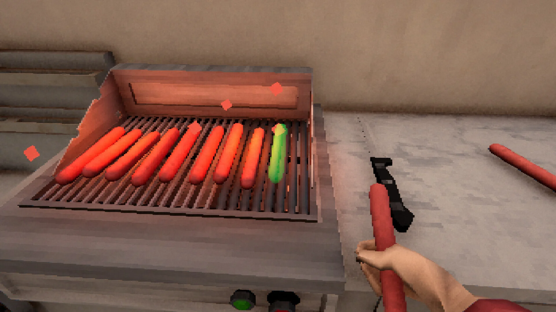 Meat Grinder cooking hot dogs by day
