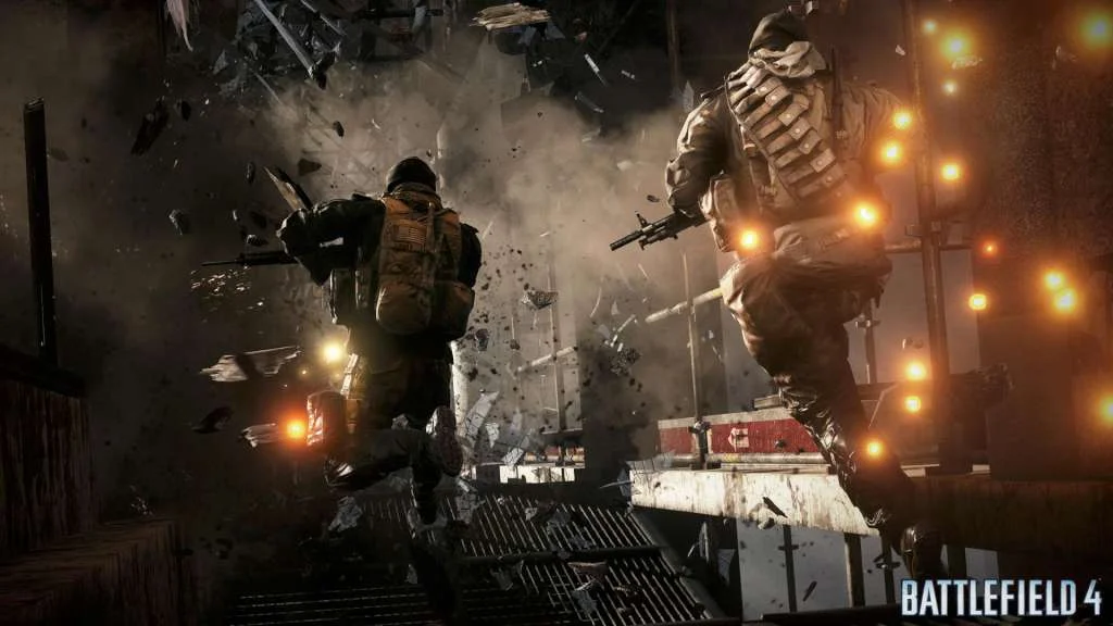 Battlefield 4 gun boat pushing into a harbour fight